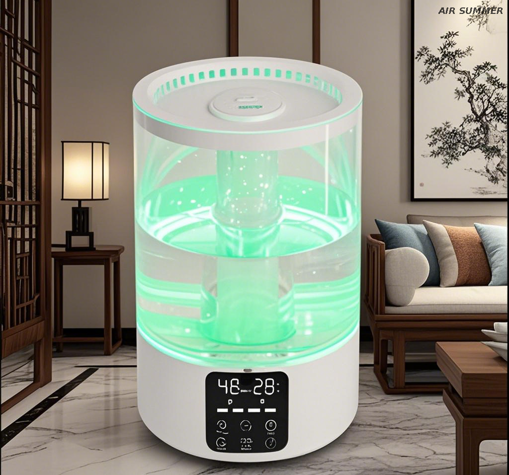 Dual Mist Outlets Humidifier with 360° Rotatable Design